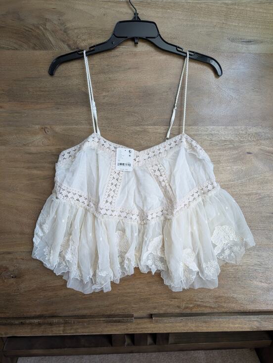 Free People Tops - Free People Intimately Camisole Top Womens XS Ivory Eyelet Handkerchief Hem